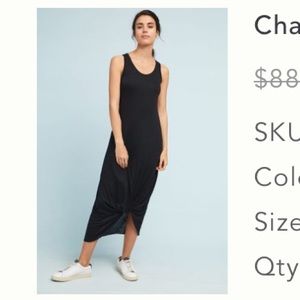 Anthropologie Coa Chandler Knotted Black Maxi Dress